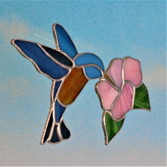 3D Homemade Stain Glass Hummingbird Suncatcher - Picture 1 of 11
